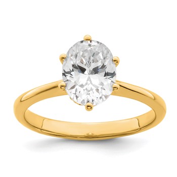 14k Yellow Polish 1 1/2ct Oval Leaf Design Semi-Mount Dia Ring