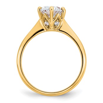 14k Yellow Polish 2ct Oval Leaf Design Semi-Mount Dia Ring — alternate view
