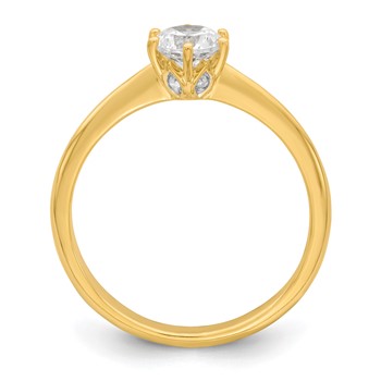 14k (Holds 1/2 carat (5.20 mm) Round) 4-Prong with .01 carat Diamond Leaf Design Semi-Mount Engagement Ring — alternate view