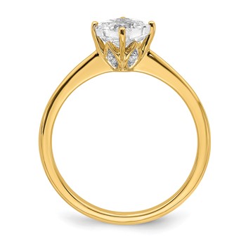 14k (Holds 1 carat (6.00 mm) Cushion-cut) 4-Prong with .03 carat Diamond Leaf Design Semi-Mount Engagement Ring — alternate view