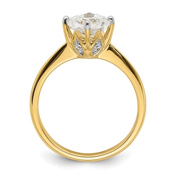 14k (Holds 1.5 carat (7.00 mm) Cushion-cut) 4-Prong with 1/20 carat Diamond Leaf Design Semi-Mount Engagement Ring — alternate view