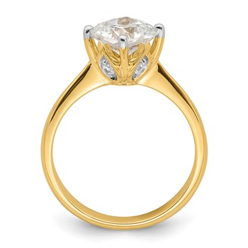 14k (Holds 2 carat (7.60 mm) Cushion-cut) 4-Prong with 1/15 carat Diamond Leaf Design Semi-Mount Engagement Ring — alternate view