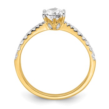 14k Gold Leaf Design (Holds 1/2 carat (5.2mm) Round Center) 1/4 carat Diamond Semi-Mount Engagement Ring — alternate view