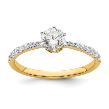 14k Gold Leaf Design (Holds 1/2 carat (5.2mm) Round Center) 1/4 carat Diamond Semi-Mount Engagement Ring