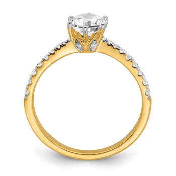 14k Gold Leaf Design (Holds 3/4 carat (5.8mm) Round Center) 1/4 carat Diamond Semi-Mount Engagement Ring — alternate view