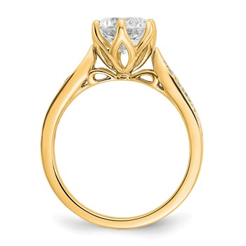 14k Gold (Holds 1.5 carat (7.5mm) Round Center) 1/6 carat Diamond Semi-Mount Engagement Ring — alternate view