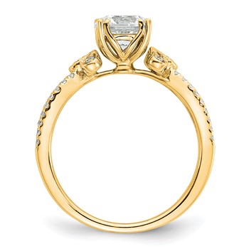 14k Split Shank (Holds 1 carat (6.5mm) Round Center) 1/6 carat Diamond Semi-Mount Engagement Ring — alternate view