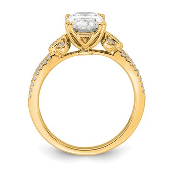 14k Split Shank (Holds 1.5 carat (9.2x6.9mm) Oval Center) 1/4 carat Diamond Semi-Mount Engagement Ring — alternate view
