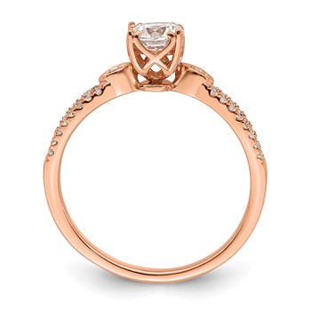 14K Rose Gold 2-Row (Holds 1/2 carat (5.2mm) Round Center) 1/8 carat Diamond Semi-Mount Engagment Ring — alternate view