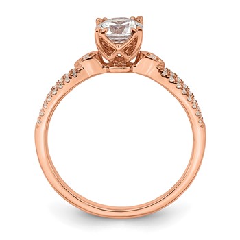 14K Rose Gold 2-Row (Holds 3/4 carat (5.8mm) Round Center) 1/8 carat Diamond Semi-Mount Engagment Ring — alternate view