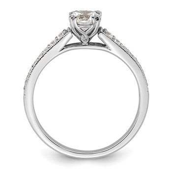 14k White Gold (Holds 1/2 carat (5.2mm) Round Center) 1/6 carat Diamond Semi-Mount Engagement Ring — alternate view