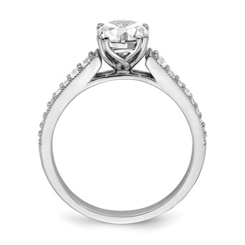 14k White Gold (Holds 1 carat (6.5mm) Round Center) 1/5 carat Diamond Semi-Mount Engagement Ring — alternate view