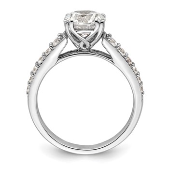 14k White Gold (Holds 1.5 carat (7.5mm) Round Center) 1/3 carat Diamond Semi-Mount Engagement Ring — alternate view
