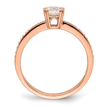 14k Rose Gold (Holds 1/2 carat (5.2mm) Round Center) 1/15 carat Diamond Semi-Mount Engagement Ring — alternate view