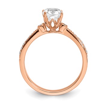 14k Rose Gold (Holds 1 carat (6.00mm) Cushion Center) 1/15 carat Diamond Semi-Mount Engagement Ring — alternate view
