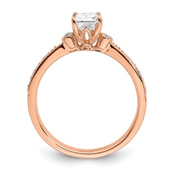 14k Rose Gold (Holds 1 carat (6.9x5.2mm) Emerald-cut Center) 1/15 carat Diamond Semi-Mount Engagement Ring — alternate view