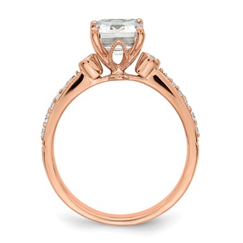 14k Rose Gold (Holds 2 carat (8.7x6.4mm) Emerald-cut Center) 1/5 carat Diamond Semi-Mount Engagement Ring — alternate view