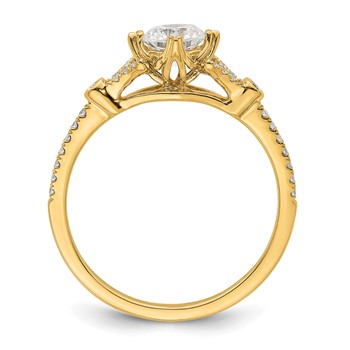 14k (Holds 1/2 carat (5.2mm) Round Center) 1/8 carat Diamond Semi-Mount Engagement Ring — alternate view