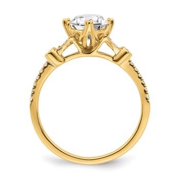 14k (Holds 1 carat (6.5mm) Round Center) 1/8 carat Diamond Semi-Mount Engagement Ring — alternate view