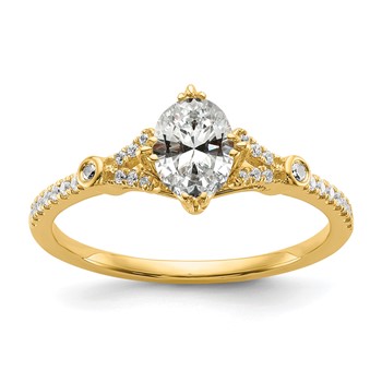 14k (Holds 1 carat (8.00x6.1mm) Oval Center) 1/8 carat Diamond Semi-Mount Engagement Ring
