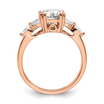 14k Rose Gold (Holds 1 carat (6.5mm) Round Center) 1/5 carat Marquise Diamond Semi-Mount Engagement Ring — alternate view