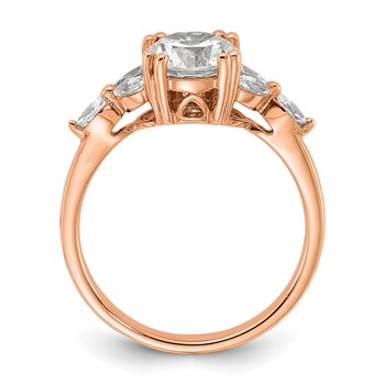 14k Rose Gold (Holds 1.5 carat (7.5mm) Round Center) 1/5 carat Marquise Diamond Semi-Mount Engagement Ring — alternate view