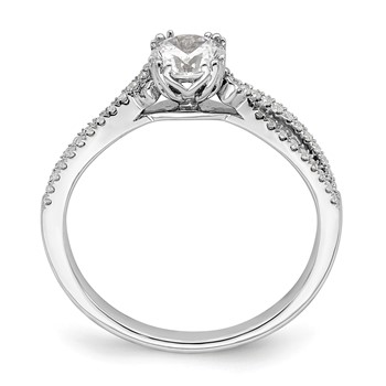 14k White Gold Criss-Cross (Holds 1/2 carat (5.2mm) Round Center) 1/6 carat Diamond Semi-Mount Engagement Ring — alternate view