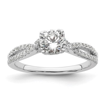 14k White Gold Criss-Cross (Holds 3/4 carat (5.8mm) Round Center) 1/5 carat Diamond Semi-Mount Engagement Ring