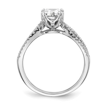 14k White Gold Criss-Cross (Holds 1 carat (6.5mm) Round Center) 1/5 carat Diamond Semi-Mount Engagement Ring — alternate view