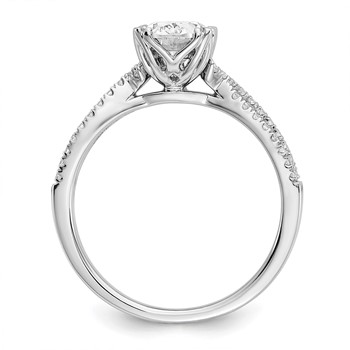 14k White Gold Criss-Cross (Holds 1 carat (8.00x6.1mm) Oval Center) 1/5 carat Diamond Semi-Mount Engagement Ring — alternate view