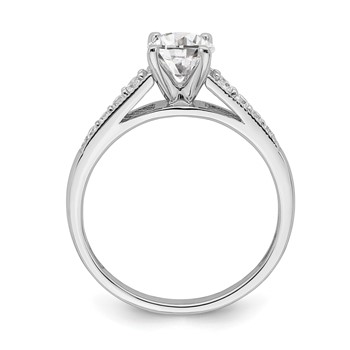 14k White Gold (Holds 1 carat (6.5mm) Round Center) 1/5 carat Diamond Semi-Mount Engagement Ring — alternate view
