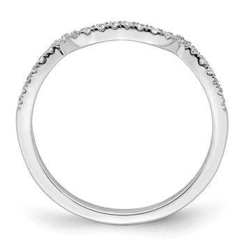 14k White Gold 1/8 carat Diamond Contoured Complete Wedding Band — alternate view
