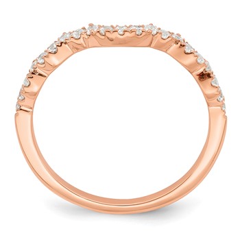 14k Rose Gold 1/4 carat Diamond Contoured Complete Wedding band — alternate view