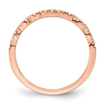14k Rose Gold 1/5 carat Diamond Contoured Complete Wedding band — alternate view