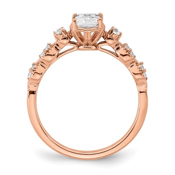 14k Rose Gold (Holds 1 carat (6.9x5.2mm) Emerald-cut Center) 1/8 carat Diamond Semi-Mount Engagement Ring — alternate view