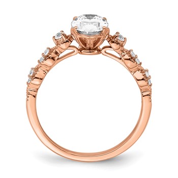 14k Rose Gold (Holds 1 carat (8.00x6.1mm) Oval Center) 1/8 carat Diamond Semi-Mount Engagement Ring — alternate view