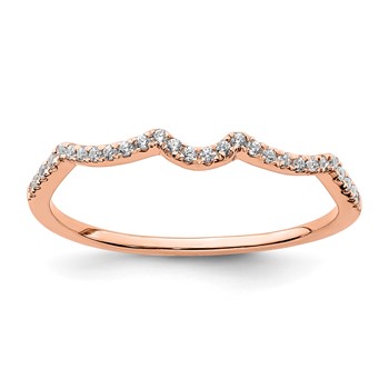 14k Rose Gold 1/15 carat Diamond Contoured Complete Wedding Band