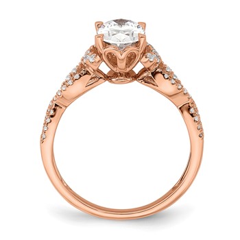 14k Rose Gold Criss-Cross (Holds 1 carat (8.00x6.1mm) Oval Center) 1/5 carat Diamond Semi-Mount Engagement Ring — alternate view