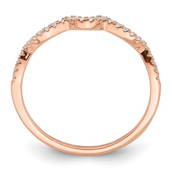 14k Rose Gold 1/15 carat Diamond Contoured Complete Wedding Band — alternate view