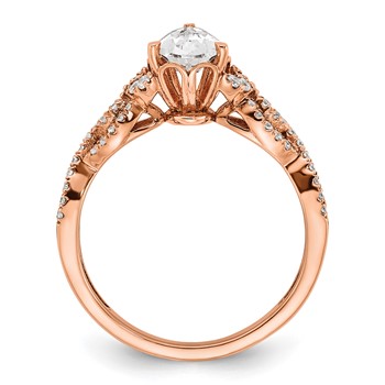 14k Rose Gold Criss-Cross (Holds 1 carat (8.00x6.1mm) Pear Center) 1/5 carat Diamond Semi-Mount Engagement Ring — alternate view