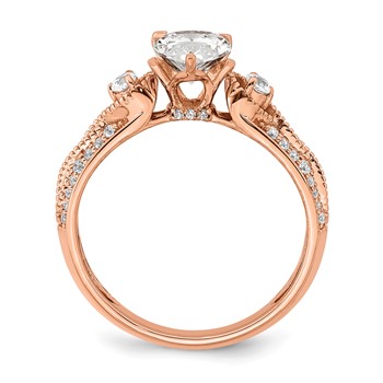 14k Rose Gold (Holds 1 carat (8.00x6.1mm) Pear Center) 1/4 carat Diamond Semi-Mount Engagement Ring — alternate view