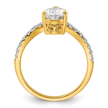 14k Asymmetric (Holds 1.5 carat (10x6.4mm) Pear Center) 1/2 carat Diamond Semi-Mount Engagement Ring — alternate view