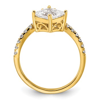 14k Asymmetric (Holds 1.5 carat (6.5mm) Princess Center) 1/2 carat Diamond Semi-Mount Engagement Ring — alternate view