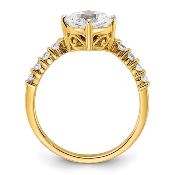 14k Asymmetric (Holds 1.5 carat (7.00x6.9mm) Cushion Center) 5/8 carat Diamond Semi-Mount Engagement Ring — alternate view