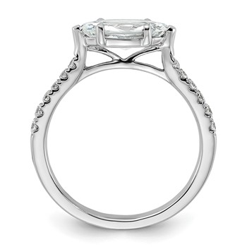 14k White Gold East West (Holds 1 carat (10.5x5.6mm) Marquise Center) 1/5 carat Diamond Semi-Mount Engagement Ring — alternate view