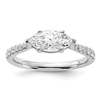 14k White Gold East West (Holds 1 carat (10.5x5.6mm) Marquise Center) 1/5 carat Diamond Semi-Mount Engagement Ring