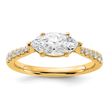 14ky 1/5 ct Lab Grown Dia VS/SI+ G+ 1 ct East-West Marquise Semi Eng Ring