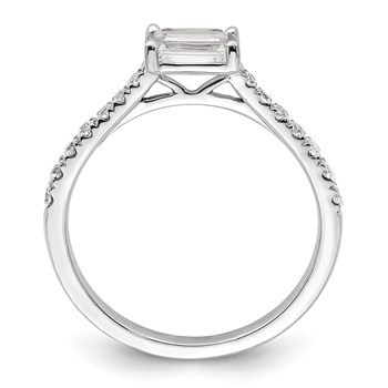 14k White Gold East West (Holds 3/4 carat (6.1x4.5mm) Emerald-cut Center) 1/4 carat Diamond Semi-Mount Engagement Ring — alternate view