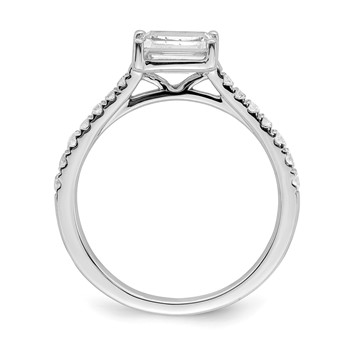 14k White Gold East West (Holds 1 carat (6.9x5.2mm) Emerald-cut Center) 1/4 carat Diamond Semi-Mount Engagement Ring — alternate view