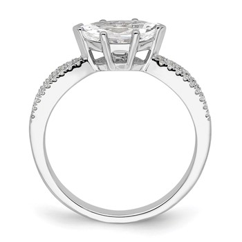 14k White Gold East West (Holds 3/4 carat (9.2x5.00mm) Marquise Center) 1/8 carat Diamond Semi-Mount Engagement Ring — alternate view